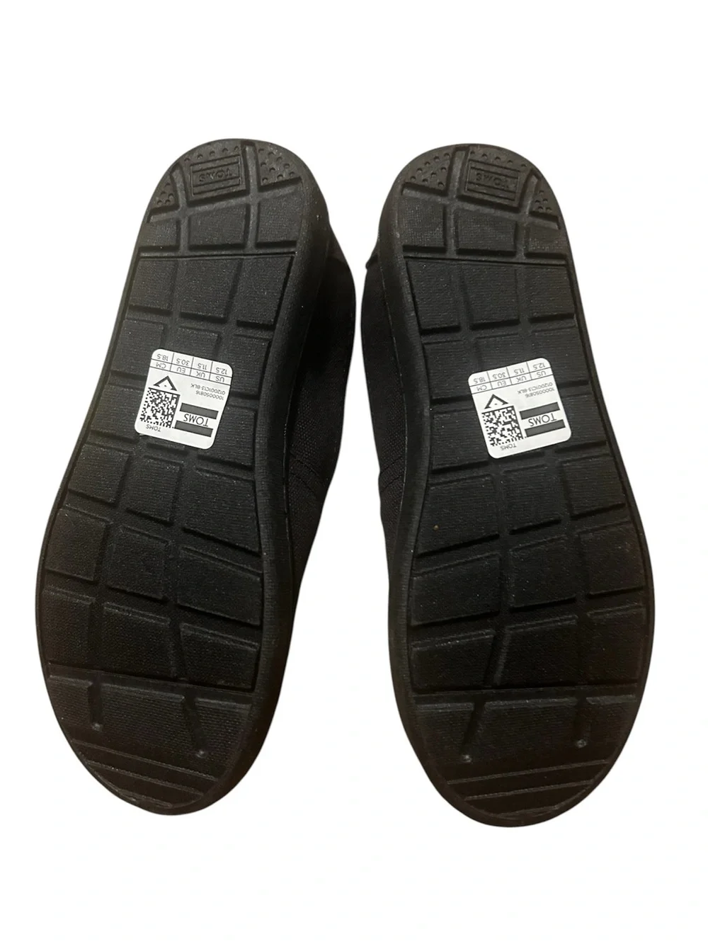 TOMS Kids Classic Black Canvas Slip-On Shoes Size 12.5 Youth